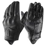 Harssidanzar Mens Winter Warm Goatskin Leather Touchscreen Motorcycle Gloves GM041CA, Black (Fleece Lined), Size L