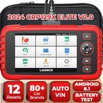 LAUNCH CRP129X V2.0 OBD2 Scanner Car Diagnostic Tool for ABS SRS Transmission Engine Diagnostic, with 12 Service Functions, Lifetime Free Update, Auto VIN, Battery Test