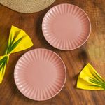 10Club Scallop Ceramic Dinner Plate | Microwave and Dishwasher Safe Plate | Dining Plate Set | | Set of 2 | (Coral Pink, 10 Inches)