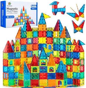 Magnetic Tiles 56 PCS, Toy for 3 4 5 6 Year Old Boys Girls Kids & Toddlers, Magnetic Blocks Building Set, Magnetic Tiles for Kids, STEM Educational Building Toy, Great Gift for Kids Aged 3-8