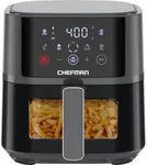 Chefman Air Fryer – 4 QT Compact Airfryer for Quick & Easy Meals, Features Hi-Fry Technology for Extra Crisp, Easy-View Window, Touch Controls with 4 Presets, Nonstick & Dishwasher Safe Basket - Grey