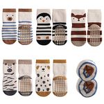 FedMois 5 Pairs Baby Kids Cozy Warm Winter Socks Anti-slip Infant Toddler Thermal Crew Socks, penguin, 3-5 Years