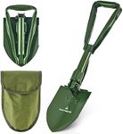 DARTMOOR Mini Folding Camping Shovel, 46cm Survival Shovel with Saw Edge for Digging Backpacking Gardening Hiking, Portable Entrenching Tool Foldable Steel Camp Shovel with Storage Bag, Military Green