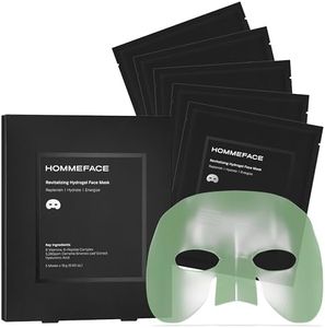 HommeFace Men’s Revitalizing Hydrogel Facial Mask Set (5ct) - Hydrating, Beard-Friendly, Anti-Aging, Soothing Face Sheet Masks - Korean Skincare Technology with Hyaluronic Acid, Vitamins & Peptides