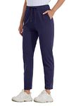 Willit Women's Golf Travel Pants Lounge Sweatpants 7/8 Athletic Pants Quick Dry On The Fly Pants Navy Blue M