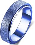 Titanium Stainless Steel Anxiety Ring for Women Men Fidget Spinner Ring Fidget Toys Adults Thumb Ring Size 10 Width 6MM Blue Sand Blasted Finished