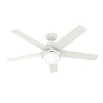 Hunter Fan Company Aerodyne 52-inch Indoor Fresh White Casual Ceiling Fan With Bright LED Light Kit, Remote Control, Reversible WhisperWind Motor and SureSpeed Technology Included