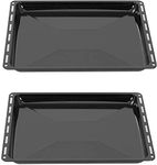 ICQN Baking Trays, 465 x 370 x 30 mm, Set of 2, Enamelled Grease Pan, Chrome-Plated Oven Rack and Enamel Baking Tray for Oven and Hob, Grid 465 x 370 mm