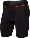 Saxx Men's Underwear Long Leg Boxer Briefs – Kinetic Light-Compression Mesh Long Leg Boxer Briefs with Built-in Pouch Support -Black,Small
