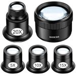 SUNJOYCO 5PCS Jewelers Loupes, 5X 10X 15X 20X 30X Eye Loop, Jewelers Magnifying Glass, Jewelry Loupe Magnifier, Watchmakers Loupe, Jewellers Loupes, Magnifying Eye Glass Pieces for Watchmaker