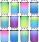 Beer Can Coolers Sleeves, 12OZ Soft Insulated Blank Neoprene Bottle Soda Cover Coolers, HTV Personalized Collapsible Blank Bulk Drink Cooler for Parties, Wedding Events Gift(Glitter,12)