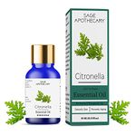 Sage Apothecary Citronella Essential Oil Pure & Natural - 10 ML for Therapeutic Grade | Healthy Hair, Oily Skin, Acne, Dry & Frizzy Hair, Aromatherapy, Aroma Diffuser | Pure, & Undiluted