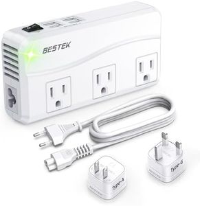 BESTEK Universal Travel Adapter 220V to 110V Voltage Converter with 6A 4-Port USB Charging and UK/AU/US/EU Worldwide Plug Adapter (White)