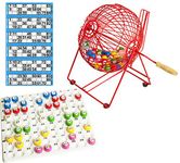 Bingo Cage, Check-tray & Balls 9" Bingo Metal Durable Cage with Bingo Balls and Bingo Tray comes with Free Bingo Tickets