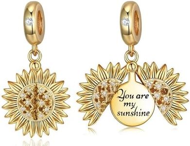 Sunflower Charm Fit Pandora Charms Bracelet and Necklace You Are My Sunshine Locket Charm Gifts for Women Sparkling AAA Zircon Paved