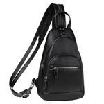 Sling Bag for Women,RAVUO Faux Leather Convertible Backpack Purse Ladies Anti Theft Cross Body Bag with Multi Pockets for Travel Cycling Hiking Shopping,Black