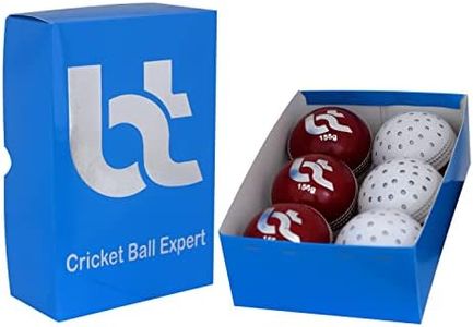 Cricket Ball Red/White Swing Practice Dotted 156g Cricket Balls 2piece Balls Pack of 6 Balls Genuine Leather,Excellent Quality