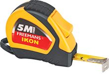 FREEMANS IKON 5m:19mm Steel Inchi Measuring Tape - 5m (Yellow & Black) With Unbreakable ABS case || Soft Grip Bi-material Case || Auto-lock and Belt Clip