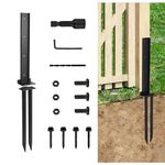 Fence Post Repair Kit Heavy Duty Steel Fence Repair Spike Brackets Fence Post Support Stake Anchor Fix Broken Garden Gate (1)