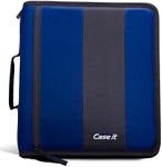 Case-It The Classic Zipper Binder - 2 Inch O-Rings - Multiple Pockets - 800 Sheet Capacity - Comes with Shoulder Strap - Midnight Blue D-251