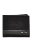 GUESS Men's Leather Slim Bifold Wallet, Black Printed, One Size, Leather Slim Bifold Wallet