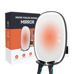 Heated Shower Mirror Fogless for Shaving, Lighted Shaving Mirror with 2 Holders, 5000mAh Rechargeable No Fog Mirror for Shower with Light, Black Adhesive Steam Free Shower Mirror Anti Fog 360°Rotation