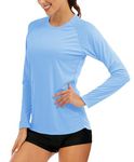 MAGCOMSEN Workout Shirts for Women UV Shirts for Women Long Sleeve Shirts for Women Casual Running Shirts Fishing Shirts Women Hiking Shirts Women Blue