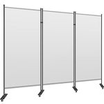 VEVOR Office Partition 89" W x 14" D x 73" H Room Divider Wall 3-Panel Office Divider Folding Portable Office Walls Dividers with Non-See-Through Fabric Room Partition Gray for Room Office Restaurant