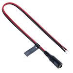 DC Power Extension Cable Female 2.1mm / 5.5mm Socket to Bare End Jack Pigtails Connector Wire Compatible with CCTV Security Camera, IP Camera, DVR Standalone, LED Strip, Surveillance, Monitors 0.3m