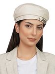 iSWEVEN Classic Cotton Beret Cap for Men & Women - Stylish Newsboy, Irish Cabbie Summer Visor Hat - Free Size (WBC8116C, Cream)