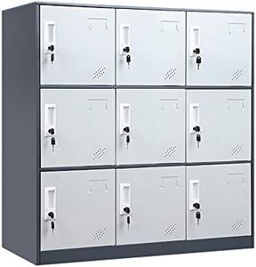 WISUNO 9 Doors Metal Storage Cabinet with Card Slot, Organizer,Shoes and Bags Steel Locker for Office, Home, Bank, School, Gym (Gray)