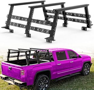 1300 LBS Adjustable Height Truck Bed Rack, 17"-25" Overland Cargo Rack with 4 MOLLE Panels, Heavy Duty Carbon Steel Pickup Rack for F-150 Silverado 1500 Sierra 1500 Ram 1500 Tundra Titan