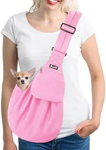 Lukovee Pet Sling, Hand Free Dog Sling Carrier Adjustable Padded Strap Tote Bag, Shoulder Bag with Safety Belt & Front Pocket for Small Dog Cat Puppy (Black-WY,S)