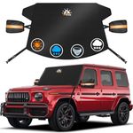 Zettum Car Windshield Cover - 600D Windshield and Mirror Cover for Ice and Snow Windproof & Heavy Duty, Standard Winter Frost Hail Protector for Most Car, Truck, SUV, Van and MPV (76 x 49 Inch)