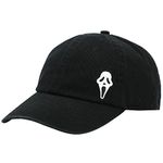 GhostFace Dad Plain Black Embroidered Patch Hat with pre-curved bill for Men, Black, One Size