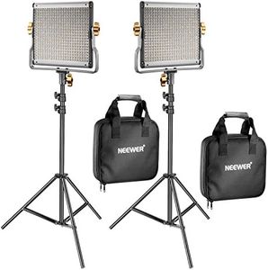 Neewer 2 Pack Dimmable Bi-Color 480 LED Video Light and Stand Lighting Kit Includes: 3200-5600K CRI 96+ LED Panel with U Bracket, 74.8 inches Light Stand for YouTube Studio Photography Video Shooting