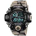 SWADESI STUFF Rubber Multi Color Army Kid Digital Watch For Boys (Beige), Black Dial, Multi-Color Band