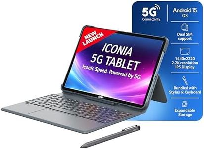 Acer Iconia 5G Tablet with Stylus Pen| 11.45”90Hz IPS Display, MediaTek 8791T Processor, 8GB RAM + 128GB Storage, 16MP Rear+8MP Front Camera,Wi-Fi + 5G Volte, Android 15,BT 5.2, Slim Metal Body,Blue