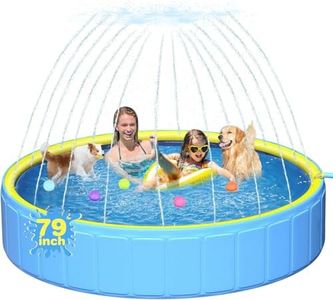 Yivsen Perfect Combination of Dog Pool and Splash Pad W79 X H12, Sturdyer Foldable Kiddie/Baby Hard Plastic Pools, Summer Swimming Bath Tubs for Kids/Dogs/Pet