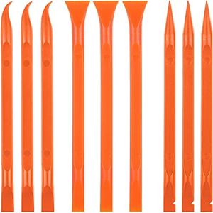 9 Pieces Plastic Scraper Tool Scratch Free Plastic Scraper Cleaning Pen-Shaped Scraper Tool Stiff Multipurpose Label Scraper for Tight Spaces, Kitchen, Crevices, Food, Paint (Orange)