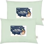 2-Pack Toddler Pillow - Soft Organic Cotton Toddler Pillows for Sleeping - Small Pillow for Kids - Kids Pillows for Sleeping - Kids Pillow for Travel, School, Nap, Age 2 to 5 (Sage)