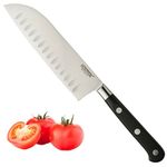 Taylors Eye Witness Sabatier Professional Oriental Santoku Knife - 5in/12.5cm Full Tang Blade Forged from High Grade Taper Ground Stainless Steel, Triple Rivet Comfort Handle. Sharper for Longer