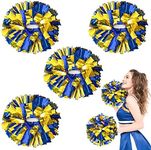 HOLENGS 4 Pcs Upgraded 12 inch Metallic Cheerleading Pom Poms, Cheerleader Pompoms Cheer Poms for Kids Adults, Cheering Squad Pompoms for School Sports Games Dance Party Blue Gold