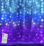 Curtain Lights Teal Blue Purple Ombre Fairy Lights with Remote, Led String Lights for Girls Room Mermaid Unicorn Twinkle Wall Hanging Fairy Lights Frozen Turquoise Lavender Lilac Purple