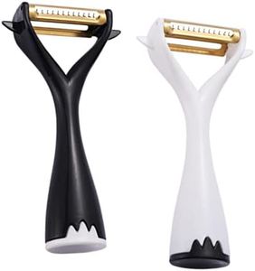 Bistrosa Vegetable Peeler for Kitchen Titanium Ultra Sharp Y-Shaped Peeler- Potato Fruit & Veggie Peelers Durable Non-Slip Comfortable Handle Rust Free Set of 2 Black , White