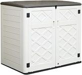 ADDOK 2SG Larger Horizontal Storage Shed Weather Resistance, 4.4 x 2.8 ft Outdoor Storage Cabinet Lockable, Thick HDPE Plastic Storage Unit for Backyards, Patio, Garden（Off-white/38 Cu. ft）