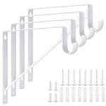 4 Pack Heavy Duty Closet Rod Brackets Holder 11 x 11 x 1 Inch, White Closet Rod Support Bracket Steel Closet Rod Holders for Hanging Clothes, Wall Mounted Shelf and Rod Support Brackets with Screws