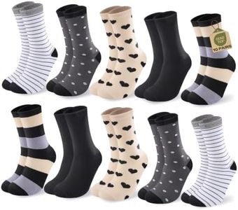 BambooHop Women's Cotton Crew Socks, 10/20 Pairs Patterned Socks