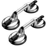 YKUKIZEE 2 Pack Heavy Duty Glass Suction Cups, 120mm Double Cup Suction Lifter Silver, Dual Aluminium Glass Suckers Pad for Lifting Glass Tiles Slabs