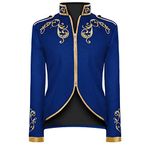 Cacycasa Men's Fashion Palace Prince Gold Embroidered Jacket Court Uniform Costume (Blue, Large)